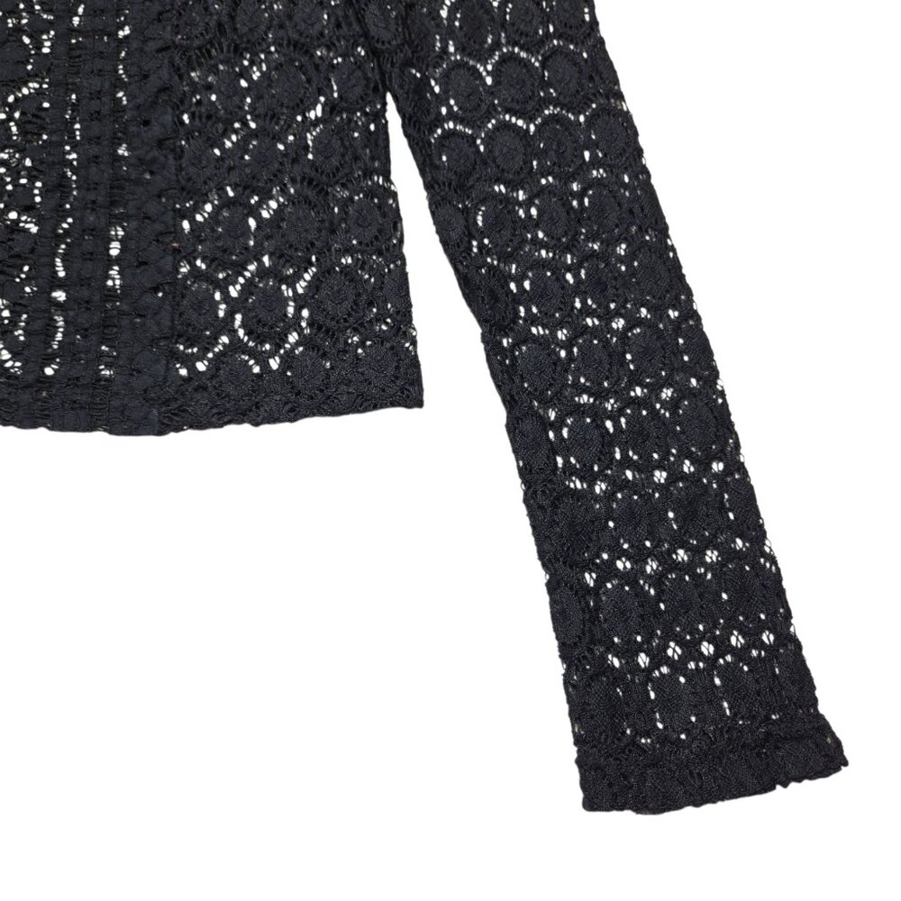 Forever 21 Lace Blouse Womens Small Black Mock Neck Sheer Gothic Romantic Top - Picture 8 of 13